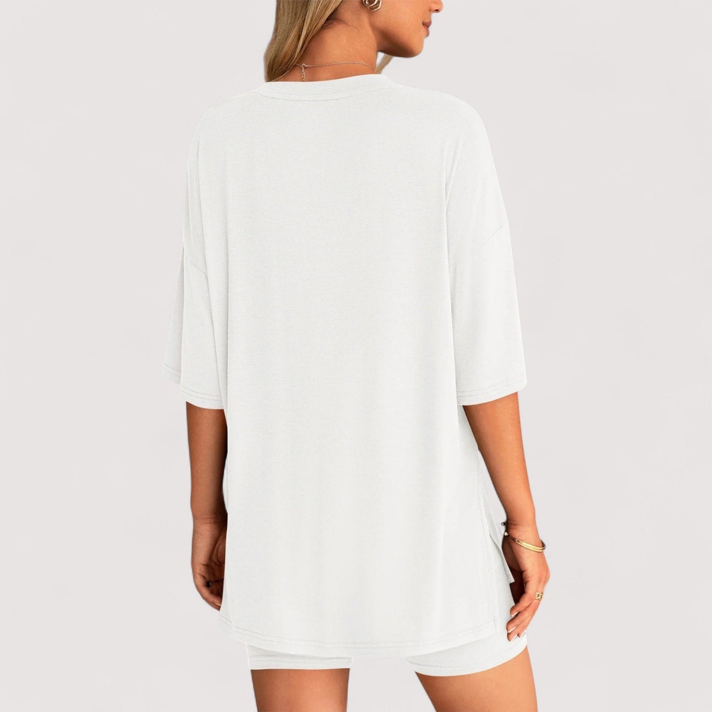 Damen T-Shirt und Shorts Set locker geschnitten hoch taillierte Shorts bequem atmungsaktiv vielseitig