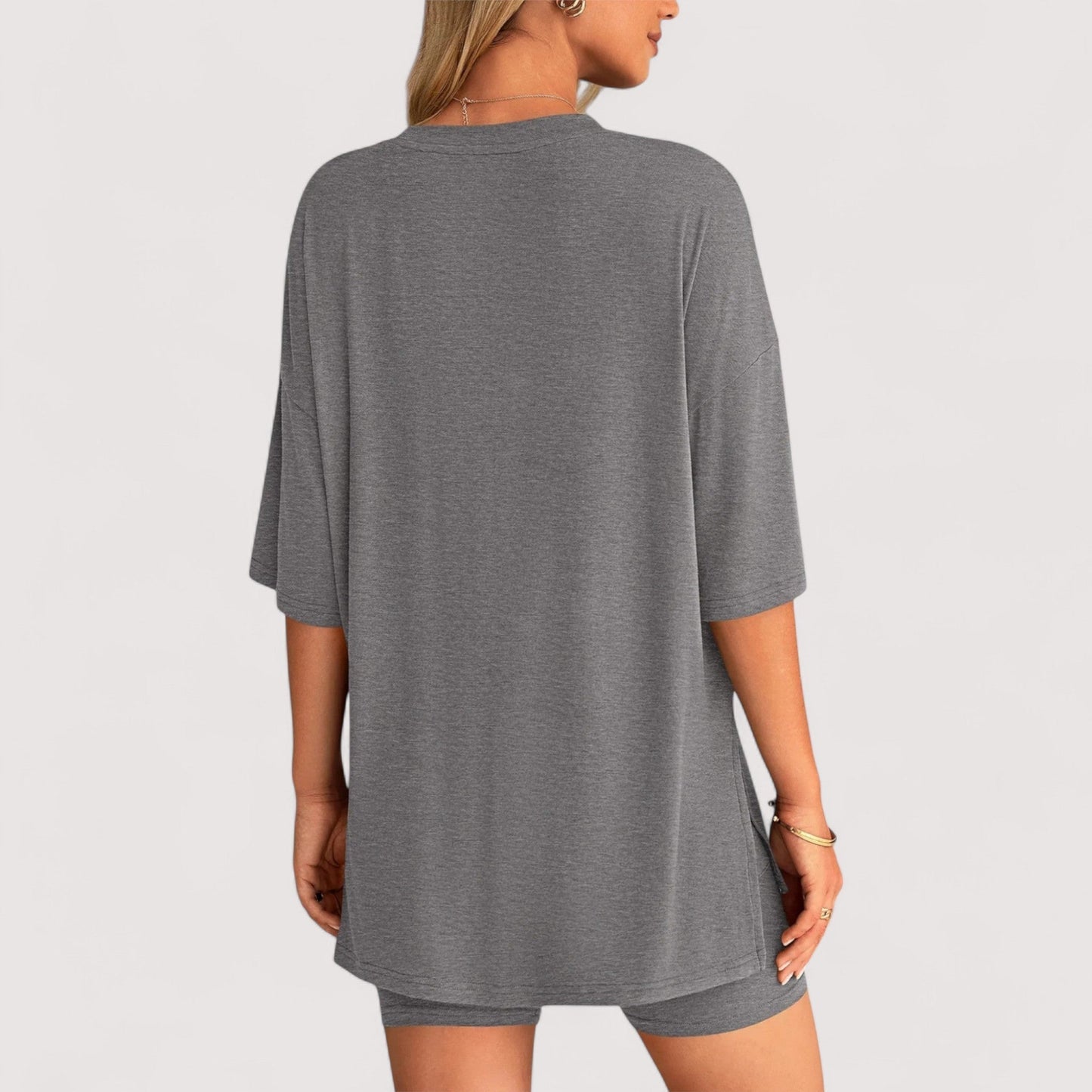 Damen T-Shirt und Shorts Set locker geschnitten hoch taillierte Shorts bequem atmungsaktiv vielseitig