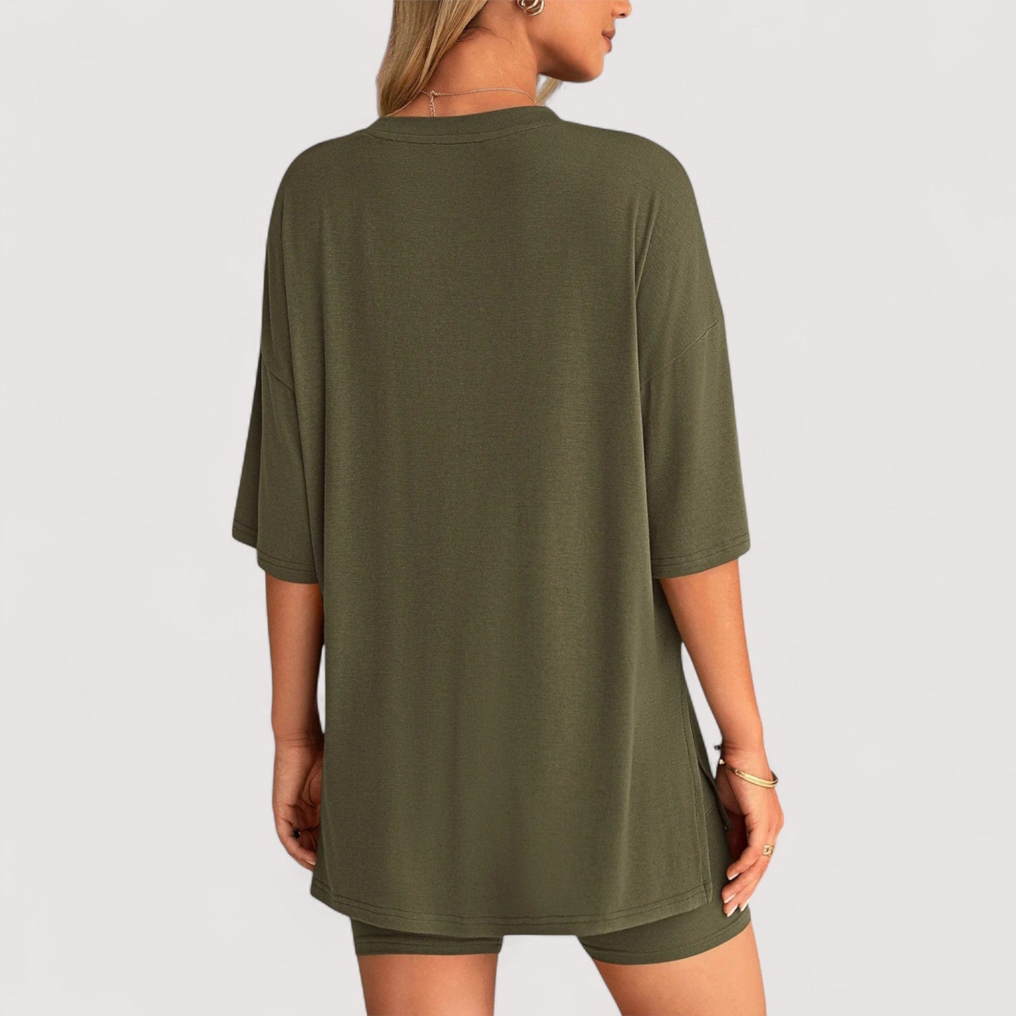Damen T-Shirt und Shorts Set locker geschnitten hoch taillierte Shorts bequem atmungsaktiv vielseitig