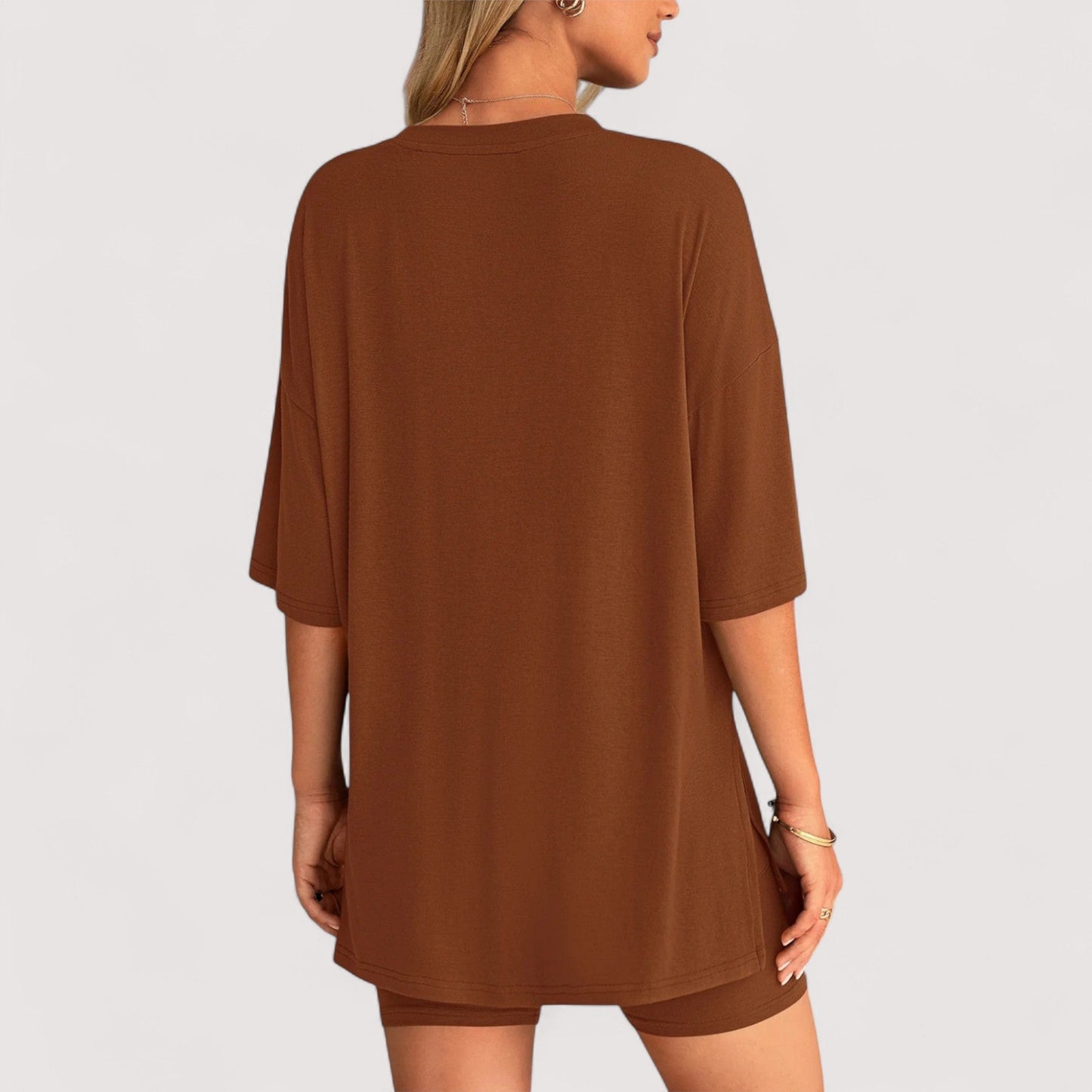 Damen T-Shirt und Shorts Set locker geschnitten hoch taillierte Shorts bequem atmungsaktiv vielseitig