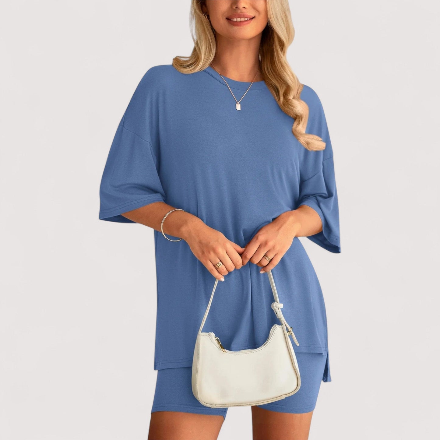 Damen T-Shirt und Shorts Set locker geschnitten hoch taillierte Shorts bequem atmungsaktiv vielseitig