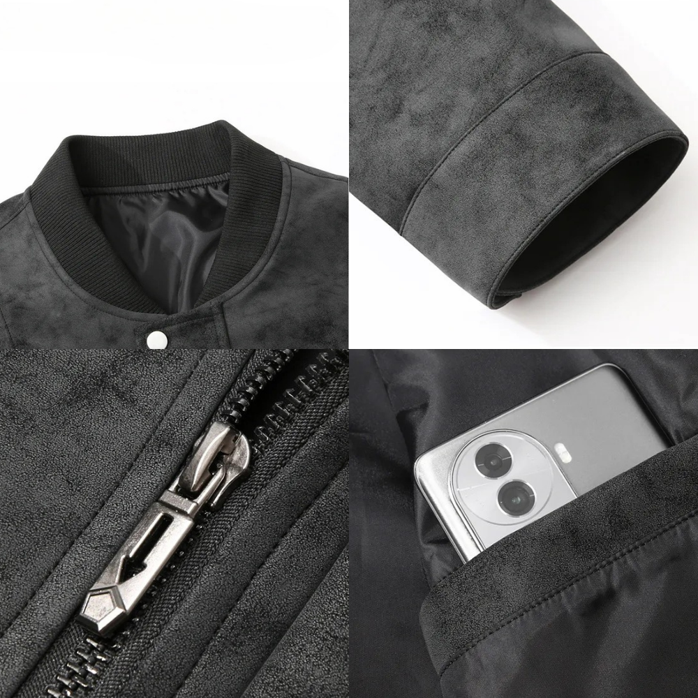Herren Bomberjacke Regular Fit Reißverschluss Stehkragen Taschen Übergangsjacke vielseitig