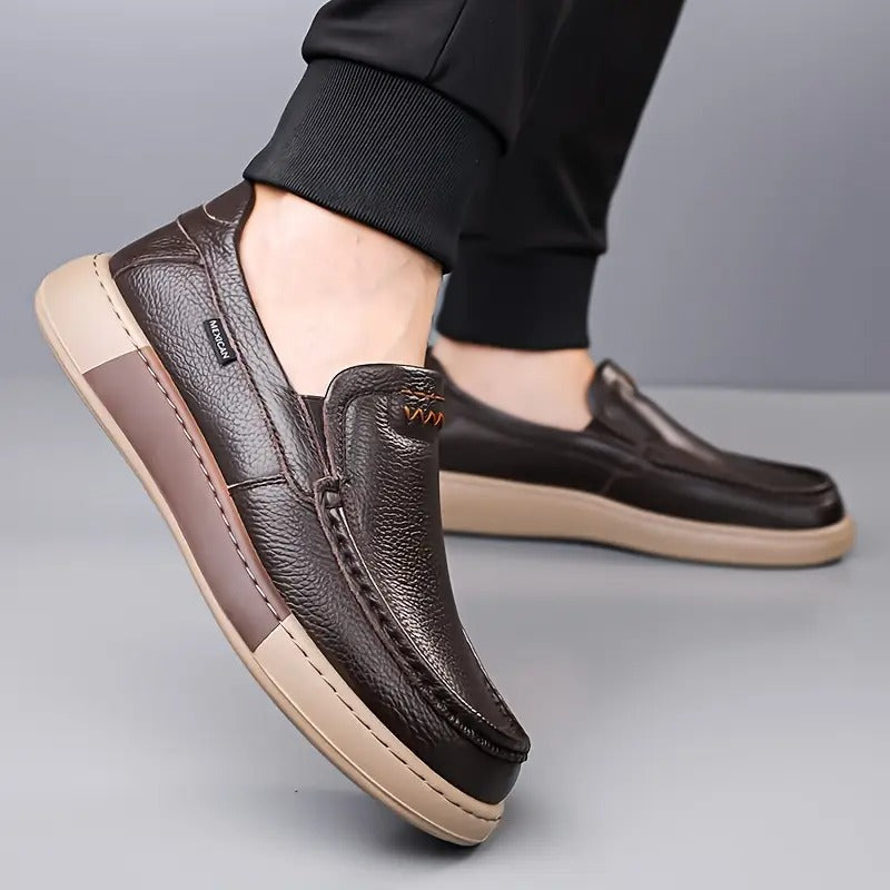 Herren Pantoffeln Leder orthopädisch rutschfest gepolstert atmungsaktiv stoßdämpfend Slip-On Hausschuhe Alltag