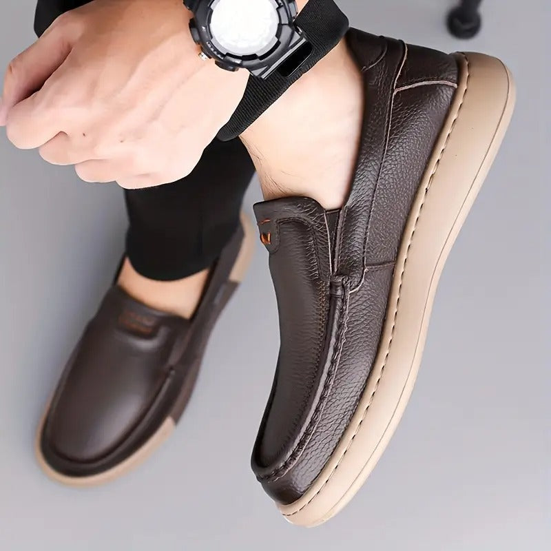 Herren Pantoffeln Leder orthopädisch rutschfest gepolstert atmungsaktiv stoßdämpfend Slip-On Hausschuhe Alltag