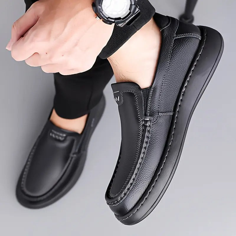Herren Pantoffeln Leder orthopädisch rutschfest gepolstert atmungsaktiv stoßdämpfend Slip-On Hausschuhe Alltag