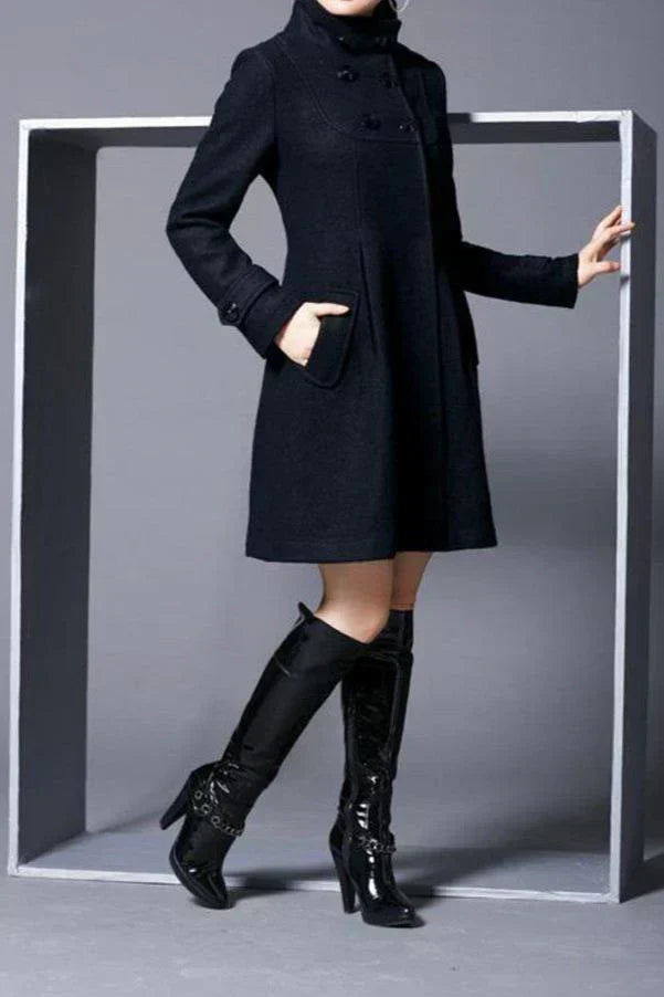 Janeen Damen Wollmantel – Mit Kapuze & Taschen, Warm & Stilvoll