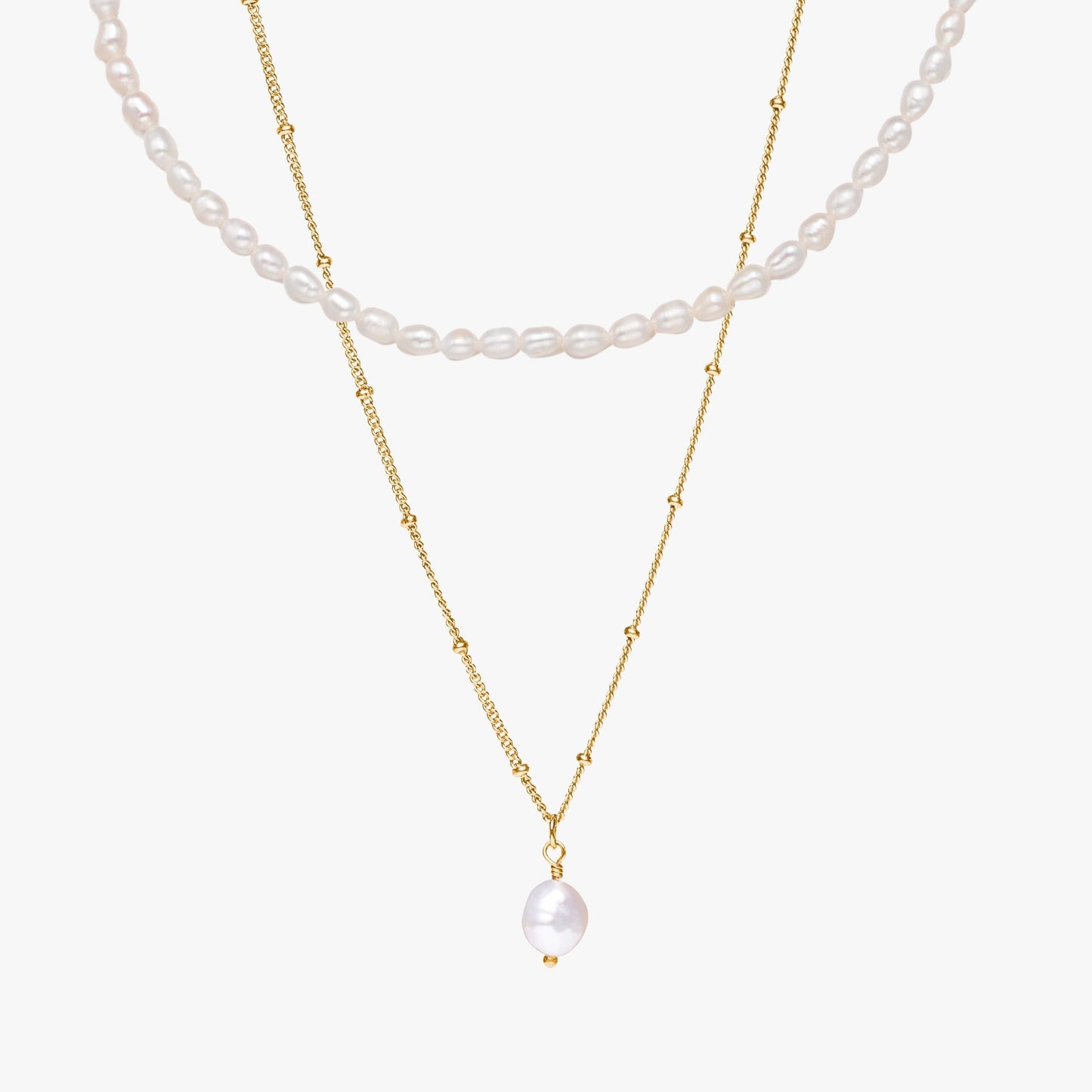 Damen Perlen Schmuckset Gold Süßwasserperlen Choker Barockperlen Anhänger verstellbar wasserfest Edelstahl
