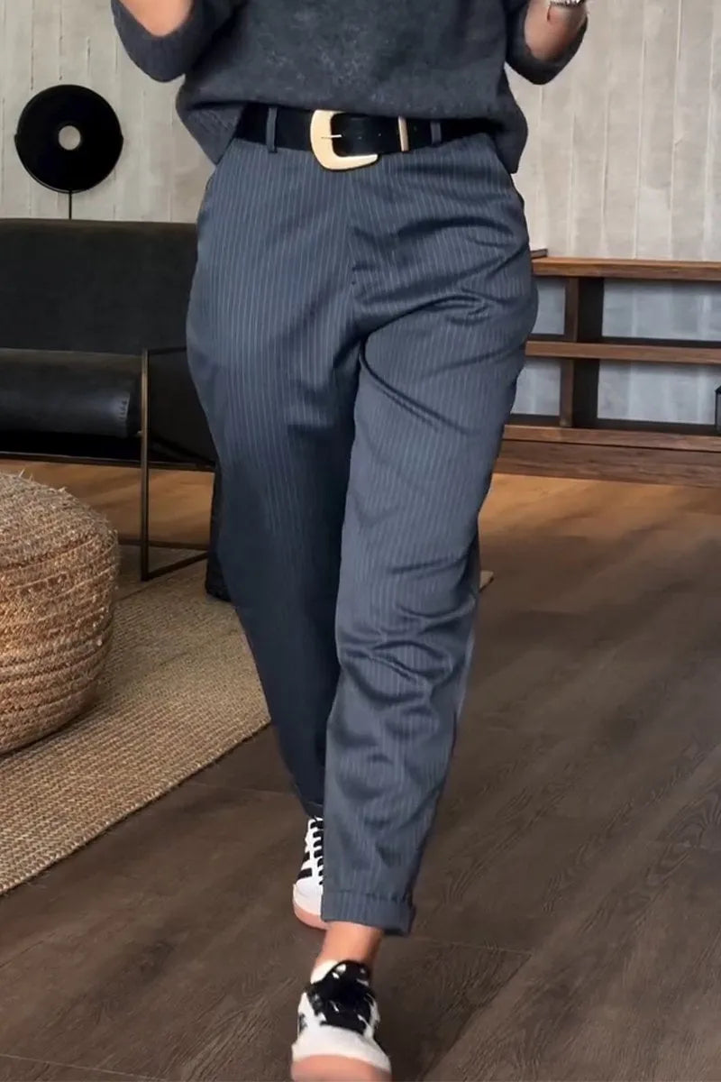 Damenhose hohe Taille gerade Passform elegant atmungsaktiv, knitterarm