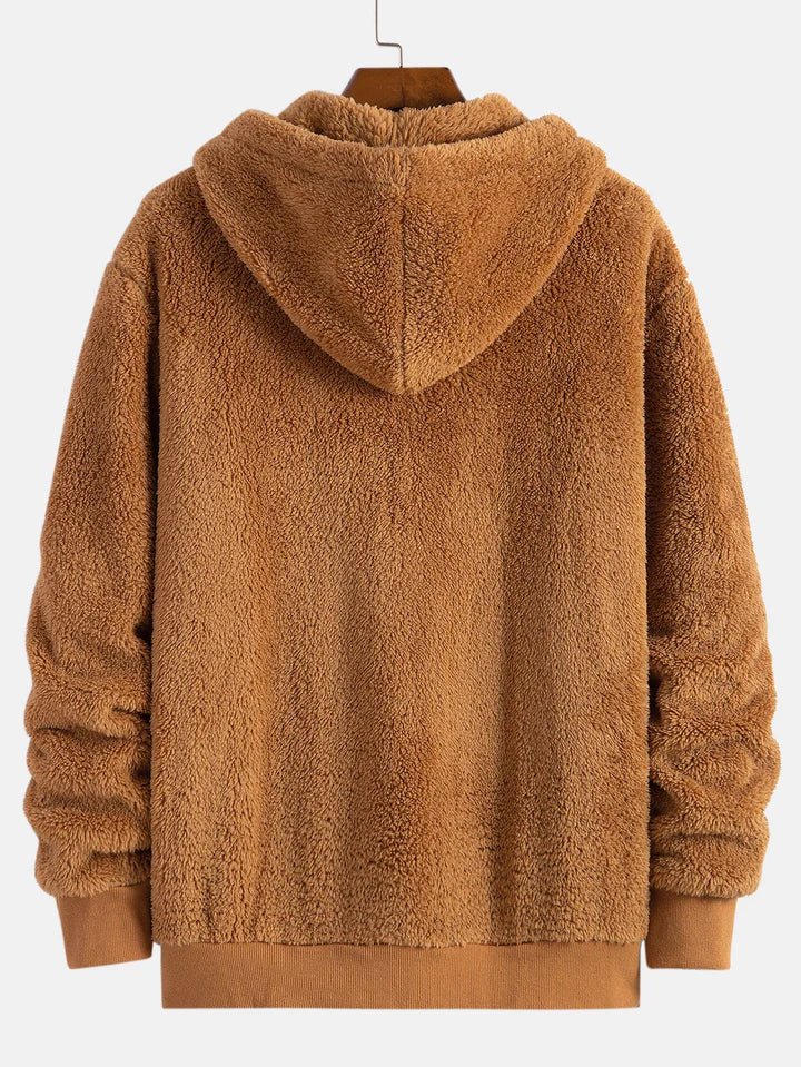 Plüschjacke mit Kapuze und Reißverschluss, locker geschnitten