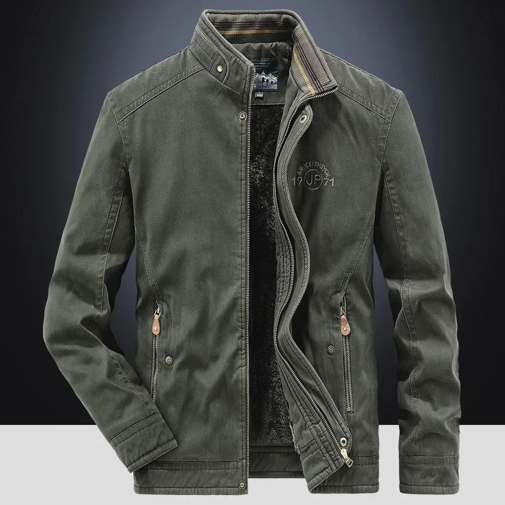 Herren Freizeitjacke Stehkragen Reißverschluss Fleece Innenfutter Regular Fit Winter Übergangsjacke