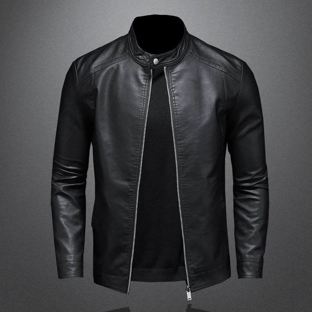 Herren Lederjacke Regular Fit Eco-Leder Klassisch Zeitlos Casual Abend Streetwear Elegant