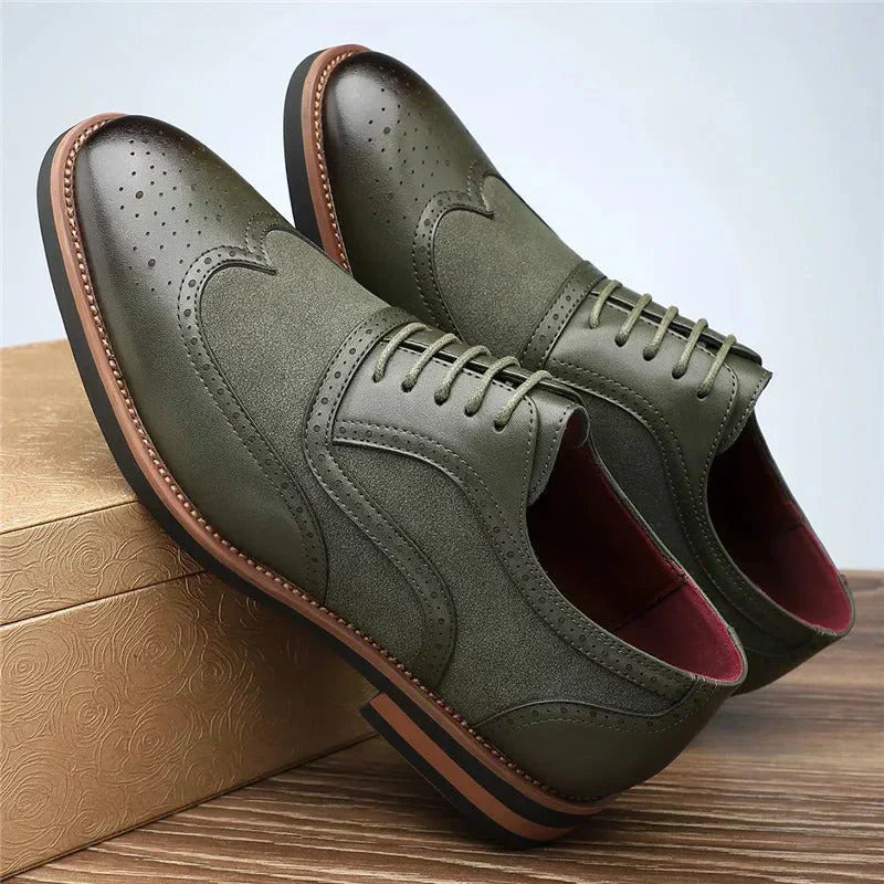 Herren Oxford Schuhe zweifarbig Brogue Schnürschuhe elegant Business rutschfest gepolstert Alltag