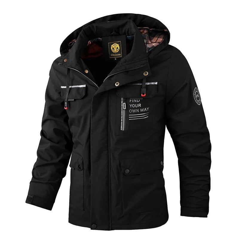 Herren Winterjacke Regular Fit Warm Wetterfest Elegant Outdoor Stadt Berge Komfort Winter