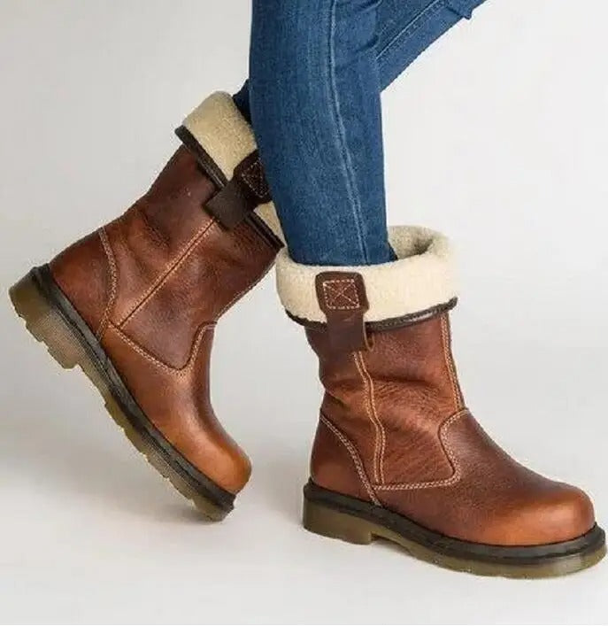 Damen Winterstiefel gefüttert rutschfest faltbar bequem robust