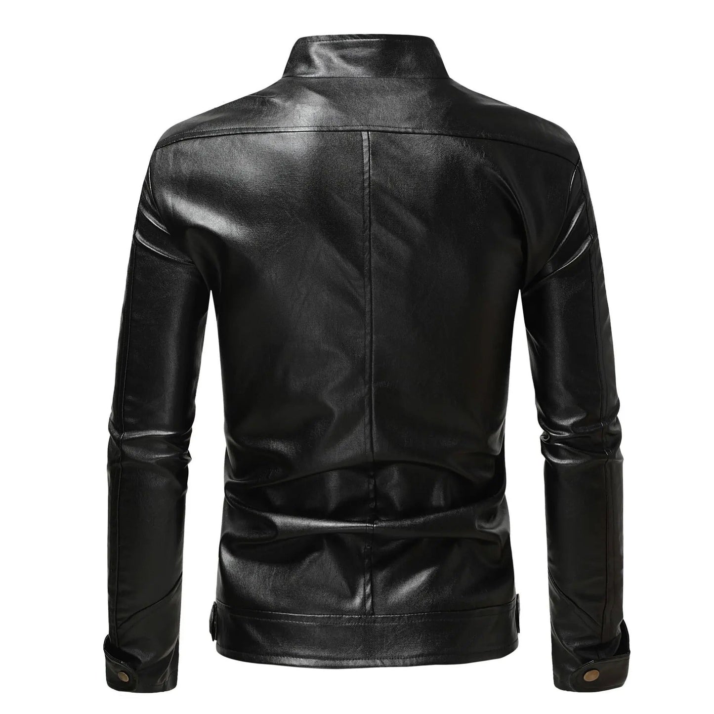 Herren Lederjacke Schwarz Slim Fit Elegant Klassisch Reißverschluss