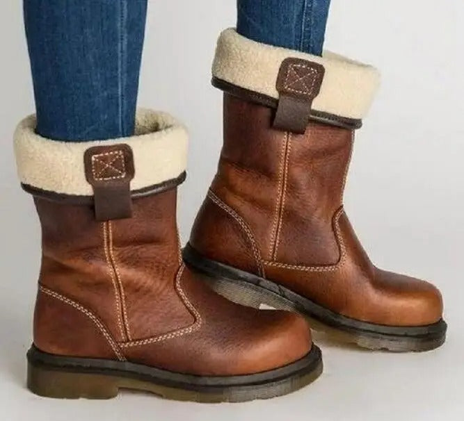 Damen Winterstiefel gefüttert rutschfest faltbar bequem robust
