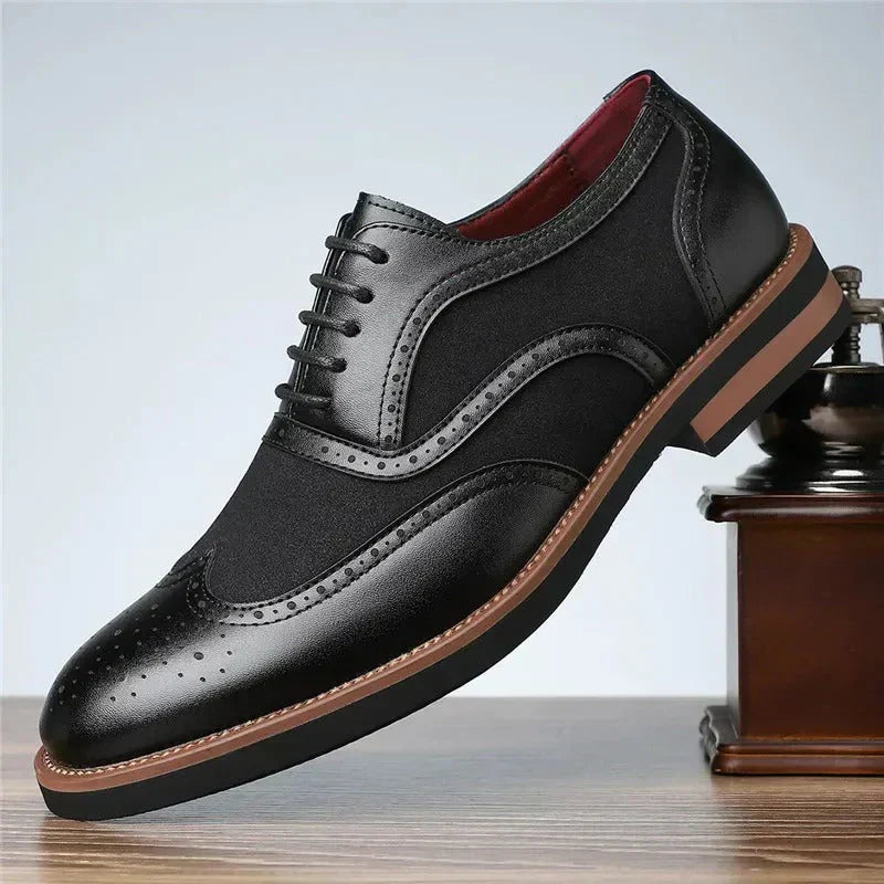 Herren Oxford Schuhe zweifarbig Brogue Schnürschuhe elegant Business rutschfest gepolstert Alltag