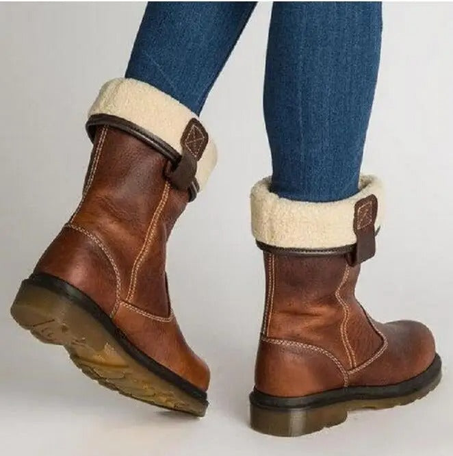 Damen Winterstiefel gefüttert rutschfest faltbar bequem robust