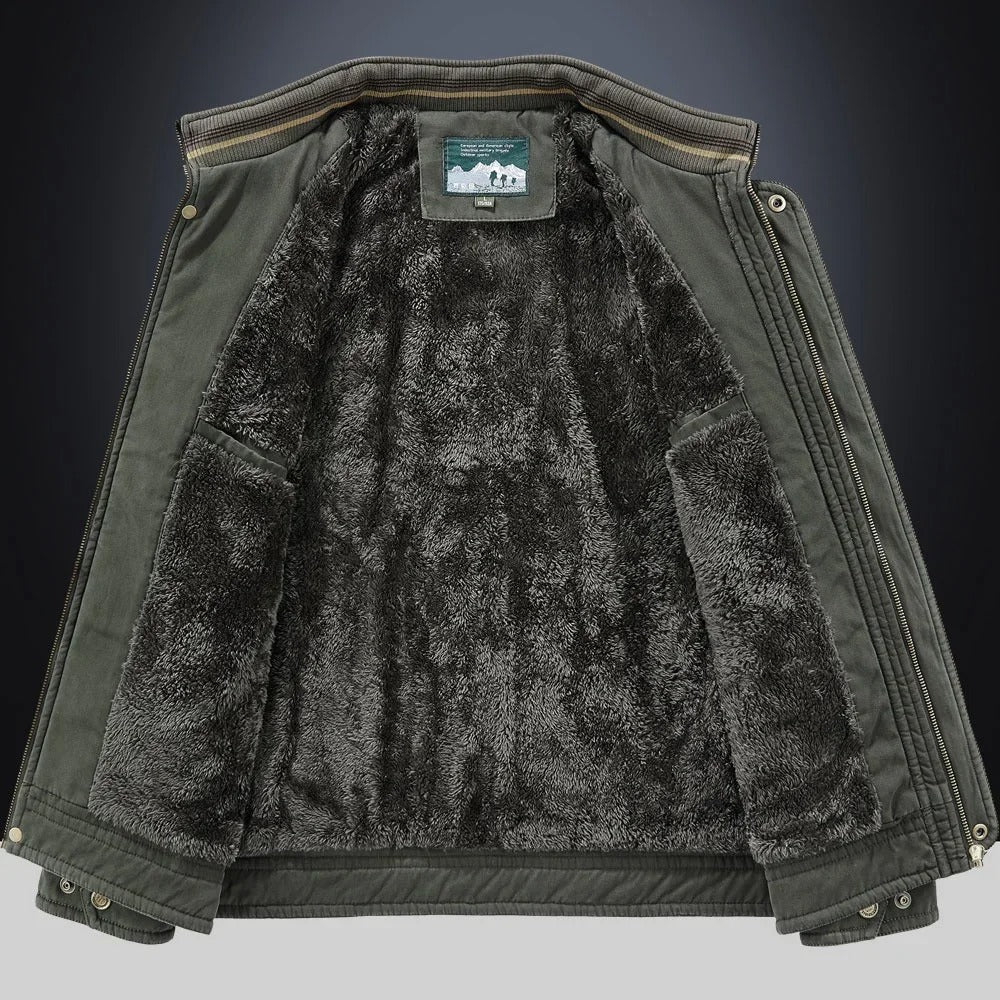 Herren Freizeitjacke Stehkragen Reißverschluss Fleece Innenfutter Regular Fit Winter Übergangsjacke