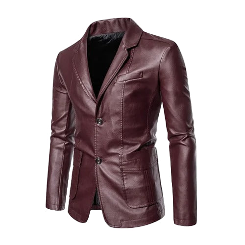 Herren Lederjacke Schwarz Slim Fit Business Casual Reißverschluss Klassisch