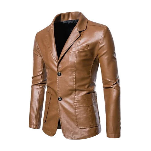 Herren Lederjacke Schwarz Slim Fit Business Casual Reißverschluss Klassisch