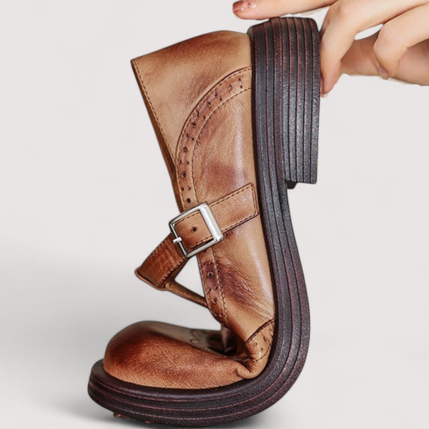 Damen Lederschuhe mit Riemenverschluss rutschfest bequem atmungsaktiv elegant