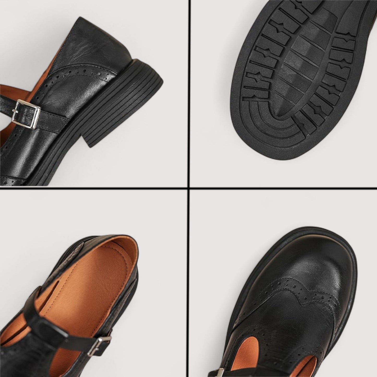 Damen Lederschuhe mit Riemenverschluss rutschfest bequem atmungsaktiv elegant