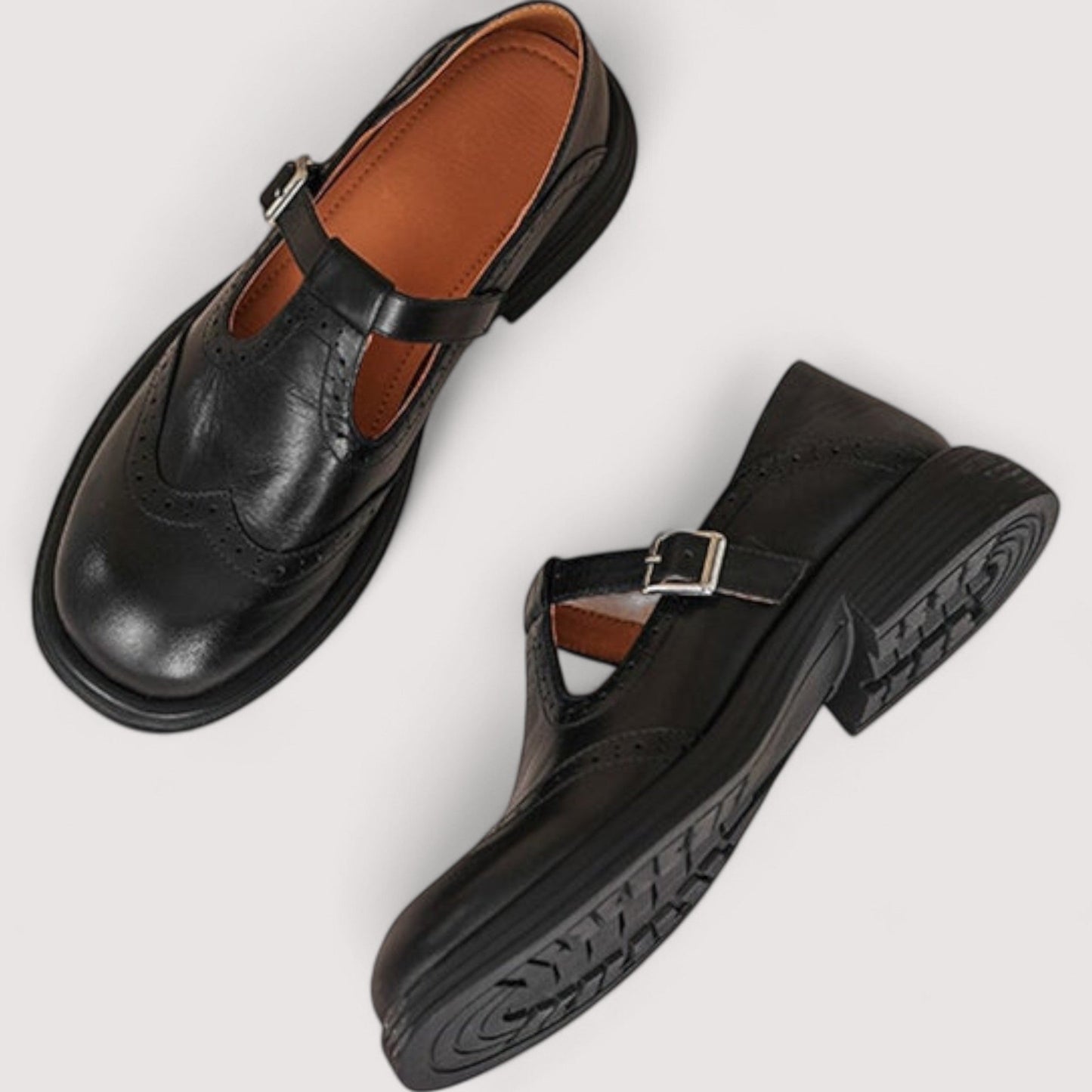 Damen Lederschuhe mit Riemenverschluss rutschfest bequem atmungsaktiv elegant