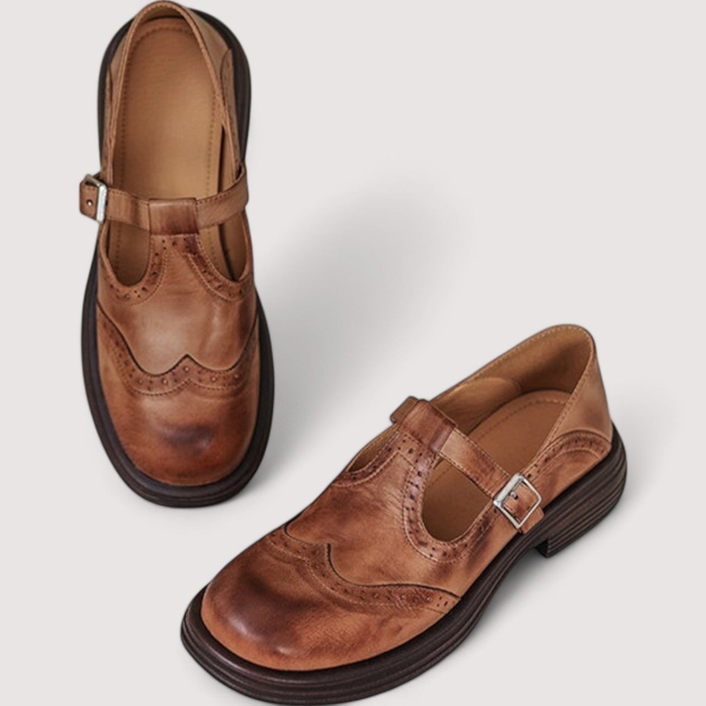 Damen Lederschuhe mit Riemenverschluss rutschfest bequem atmungsaktiv elegant