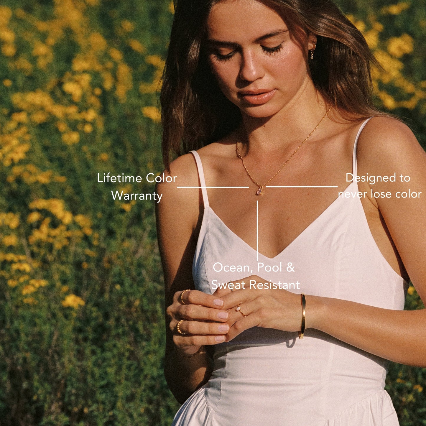 Damen Halskette goldfarben mit rosa CZ Anhänger aus Edelstahl