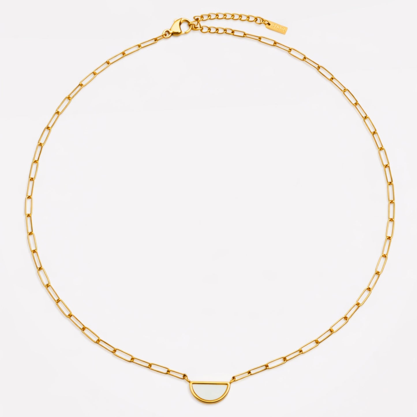 Damen Choker Halskette goldfarben mit Perlmutt Anhänger aus Edelstahl