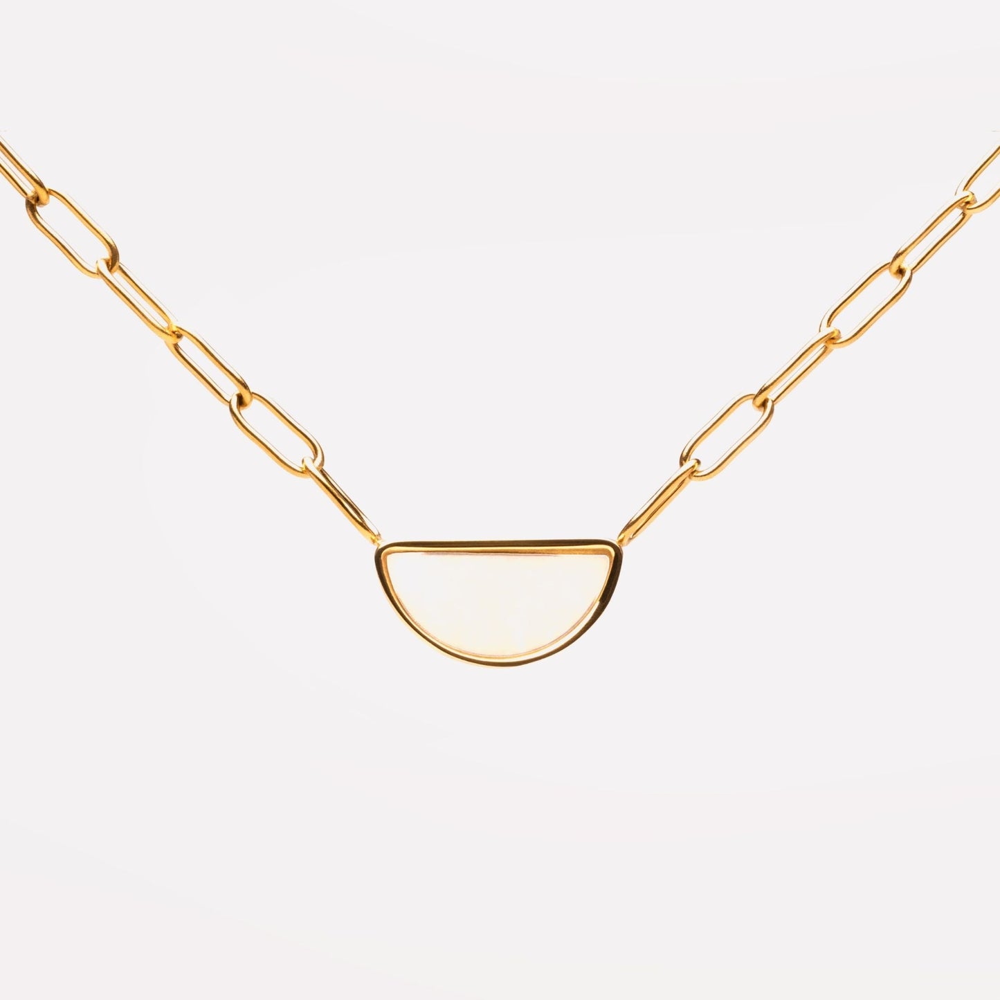 Damen Choker Halskette goldfarben mit Perlmutt Anhänger aus Edelstahl
