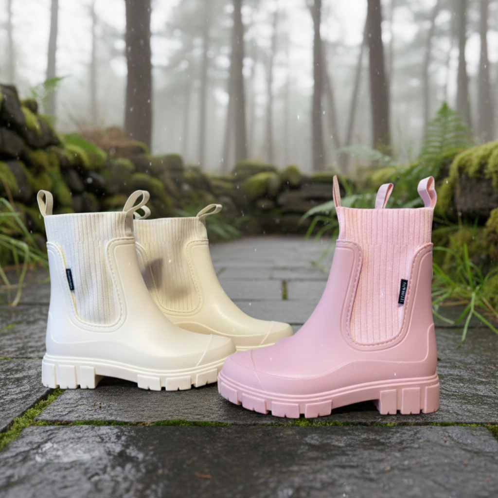 Damen Gummistiefel halbhoch wasserdicht rutschfest bequem