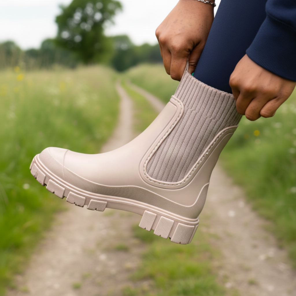 Damen Gummistiefel halbhoch wasserdicht rutschfest bequem