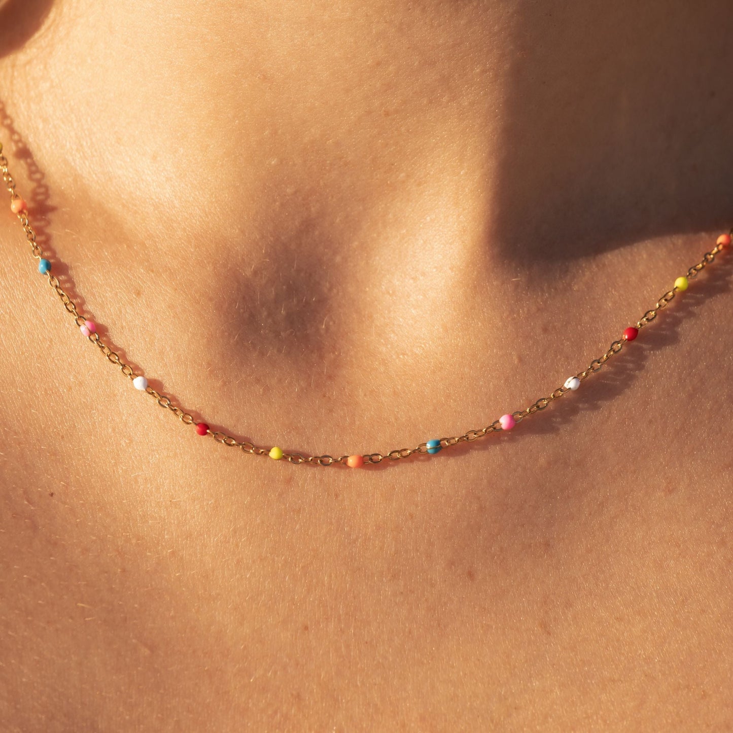 Damen Neon Choker Bunt mit Gold-Details, 18K PVD Edelstahl, wasserfest, verstellbar