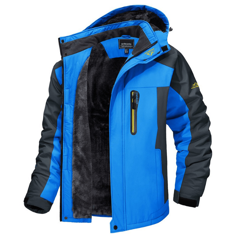 Herren Outdoor Jacke Regular Fit Wasserdicht Winddicht Fleece Futter Kapuze Trekking Winter Alltag