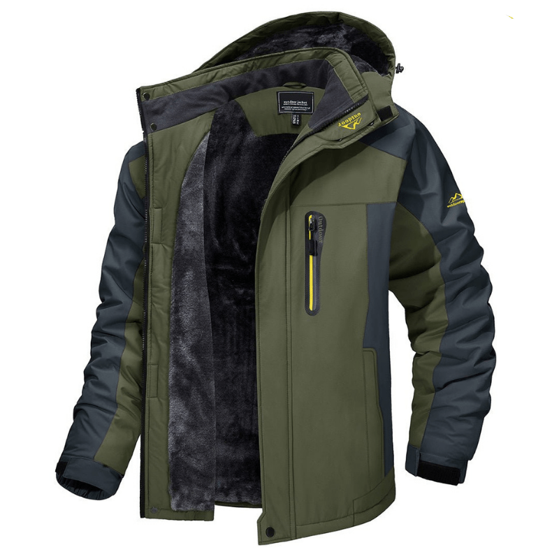 Herren Outdoor Jacke wasserdicht winddicht isoliert Kapuze Reißverschlusstaschen