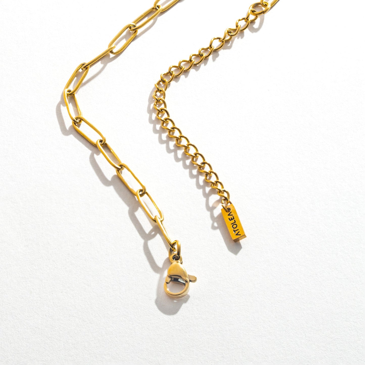 Damen Schmuckset Gold Paperclip Kette und Paperclip Armband 2-teilig wasserfest hypoallergen Edelstahl