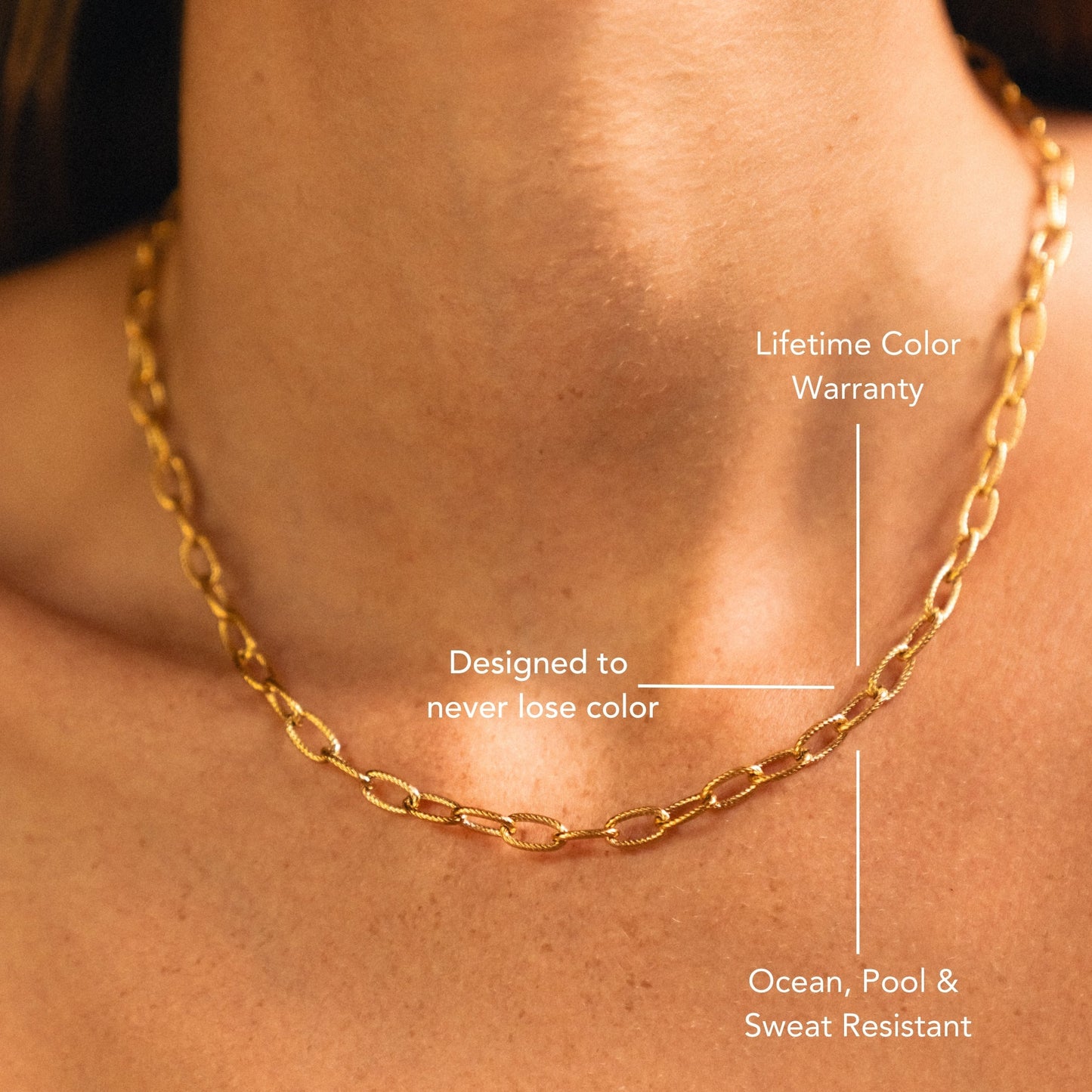 Damen Paperclip Choker Gold mit Toggle Verschluss Layering Halskette wasserfest hypoallergen Edelstahl