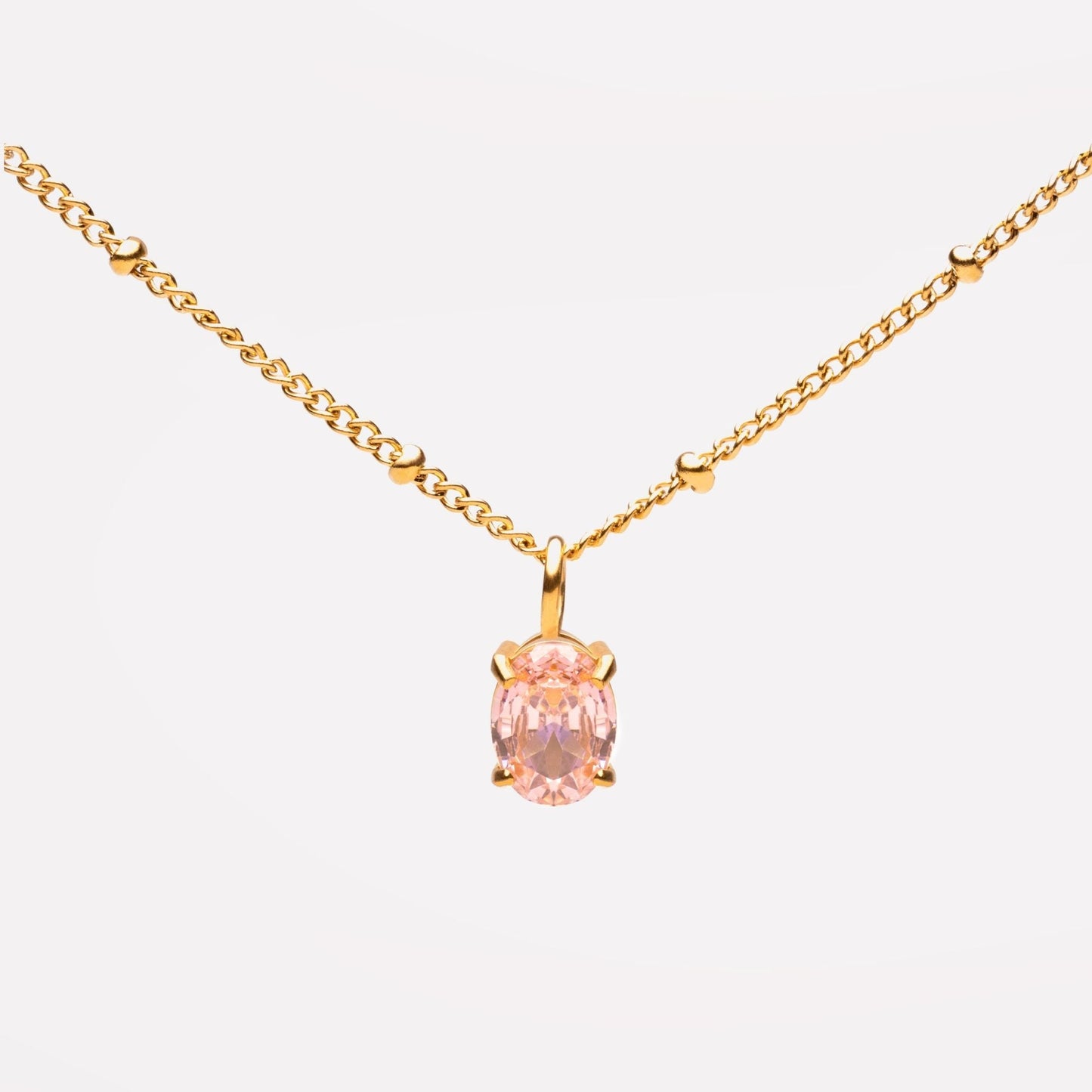 Damen Halskette goldfarben mit rosa CZ Anhänger aus Edelstahl