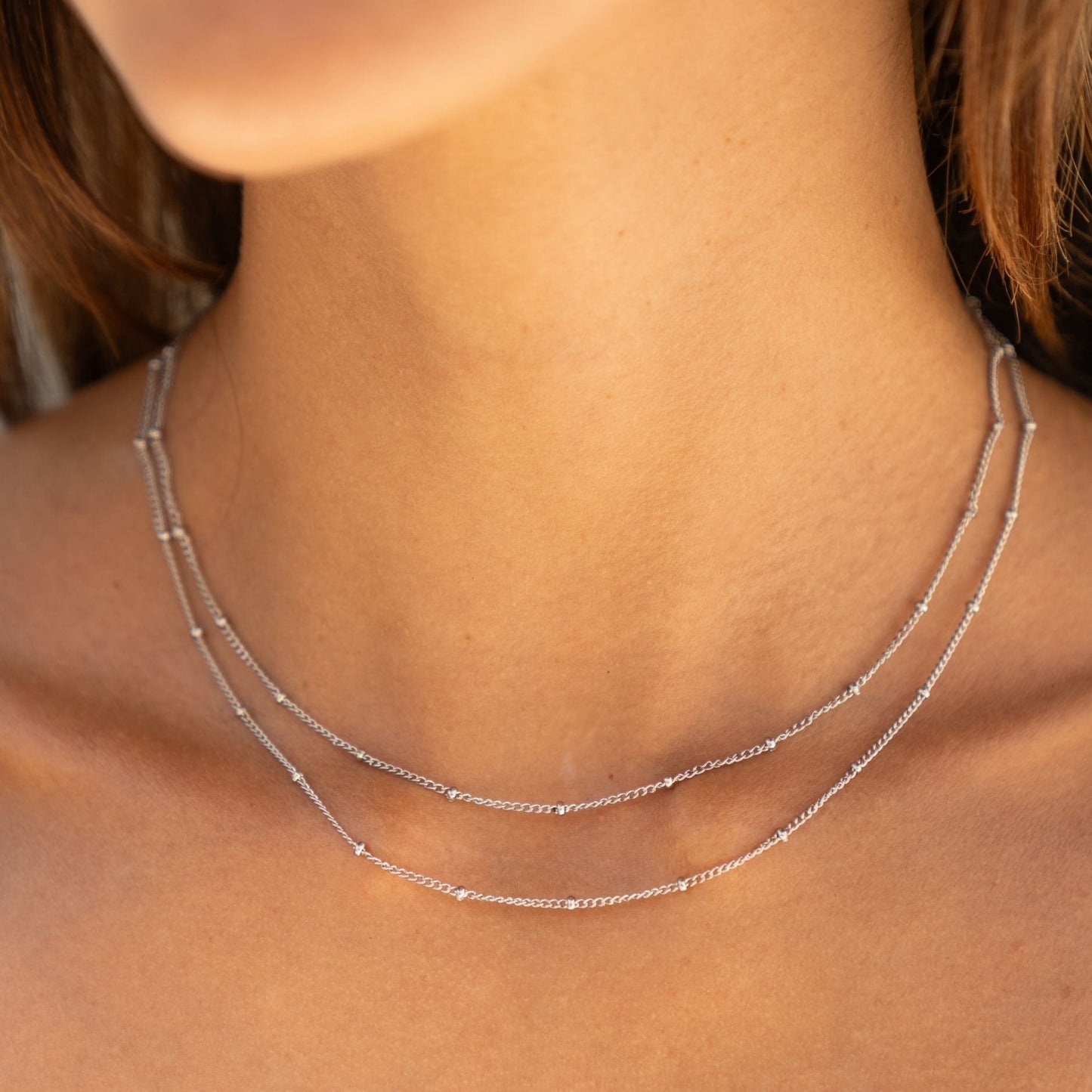 Damen Halskette Gold doppellagig verstellbar Edelstahl wasserfest Layering Kette