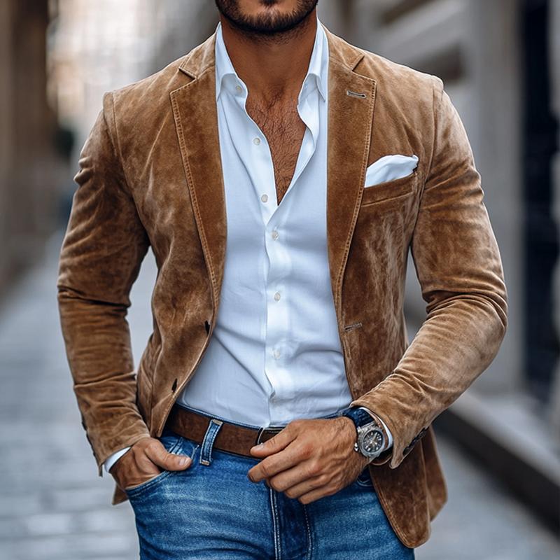 Herren Blazer Regular Fit Leicht Atmungsaktiv Baumwollmischung Reverskragen Casual Business Sommer
