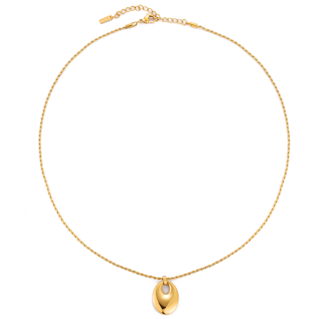 Damen Halskette Gold mit Statement Anhänger, verstellbar, wasserfest, hypoallergen, Edelstahl Kette