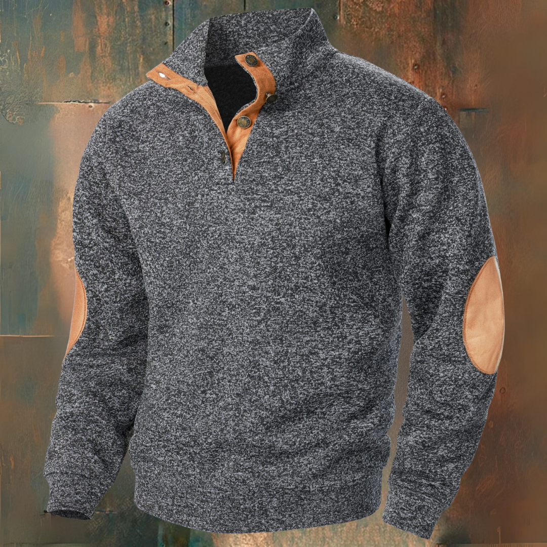 Herren Strickpullover Stehkragen Knopfleiste Langarm bequem elegant