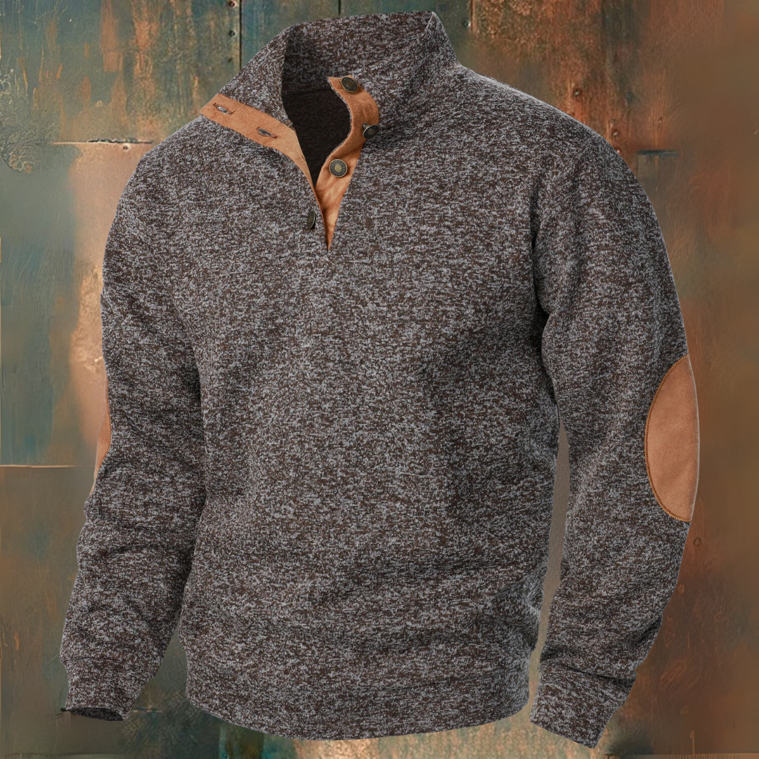 Herren Strickpullover Stehkragen Knopfleiste Langarm bequem elegant