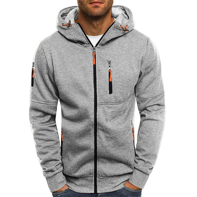 Herren Strickjacke Kapuze Reißverschluss Regular Fit Taschen Winddicht Wasserabweisend Freizeit