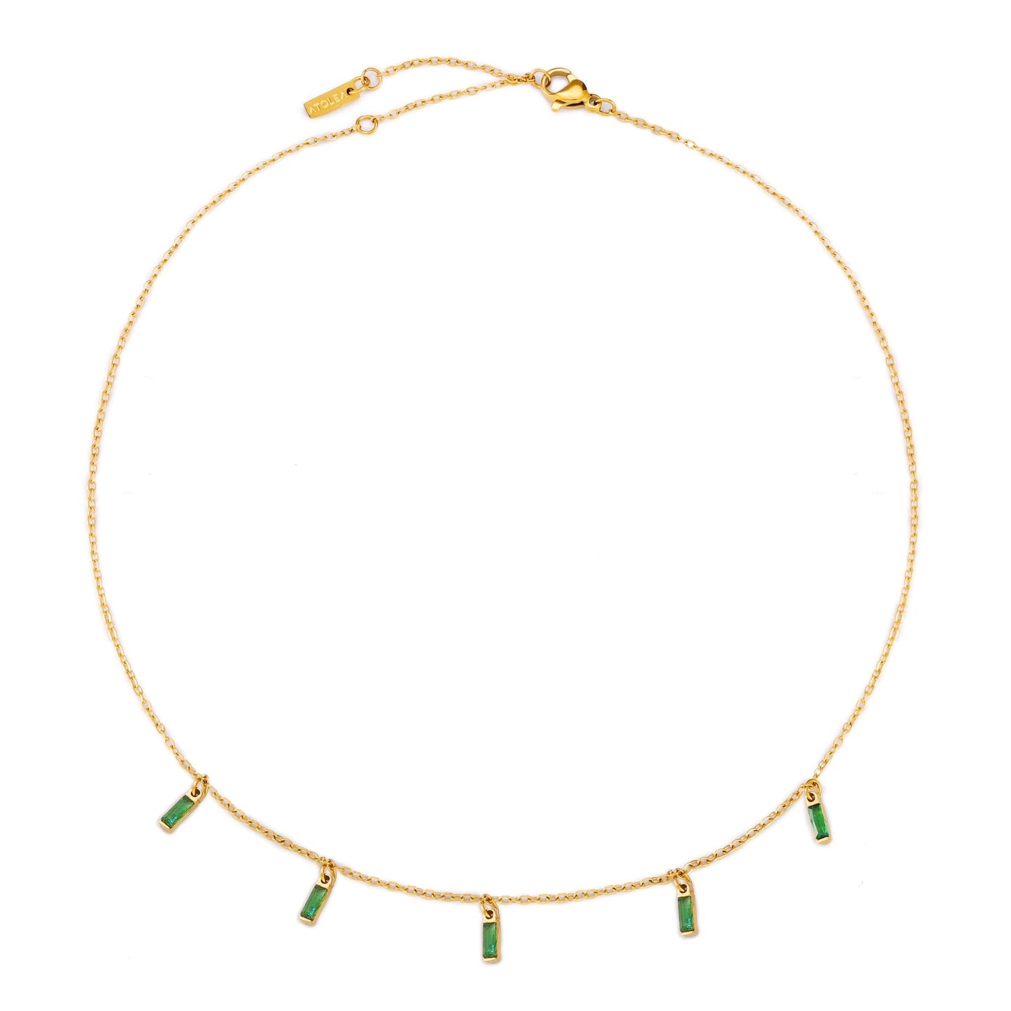 Damen Choker Halskette mit grünem Smaragdoptik Anhänger aus Edelstahl