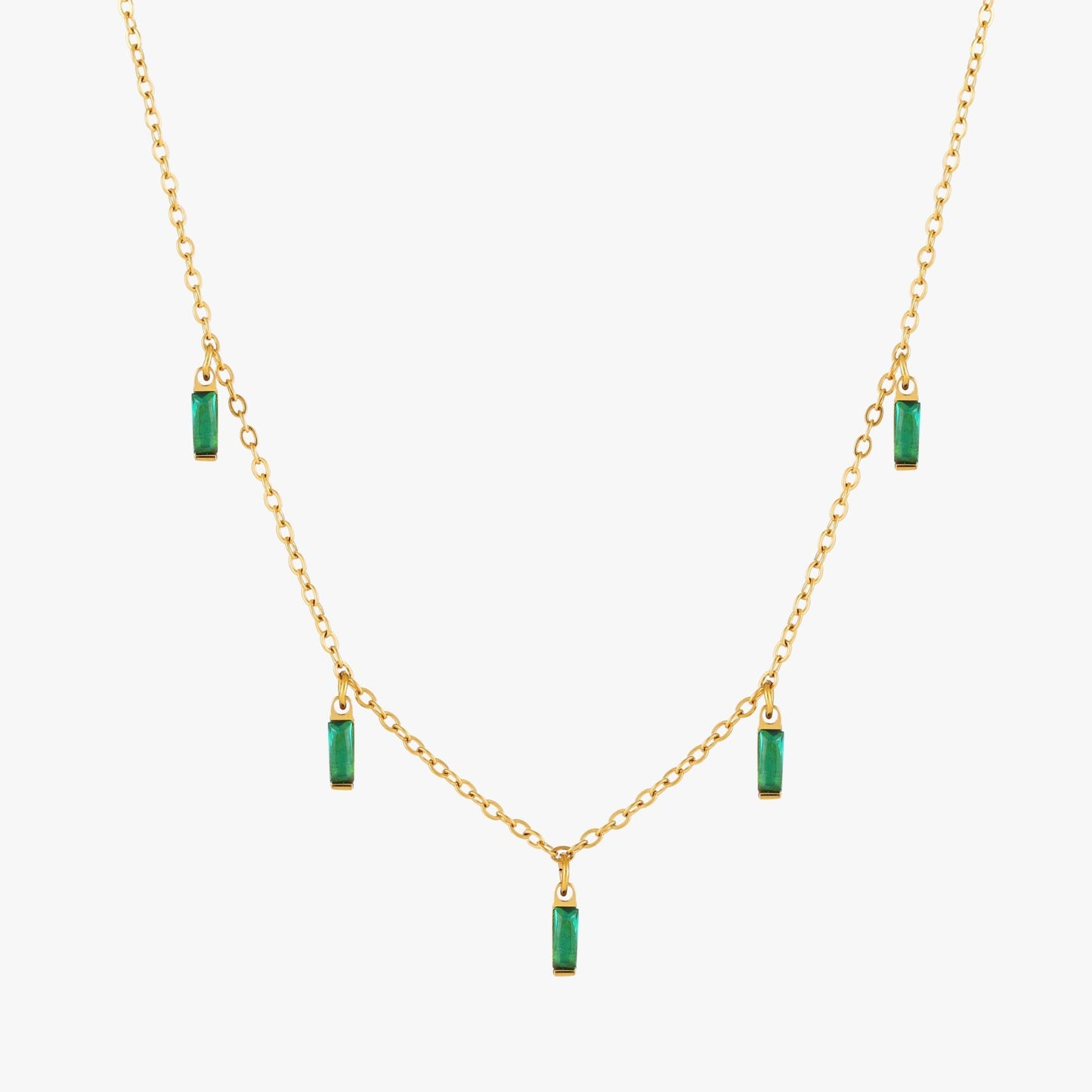 Damen Choker Halskette mit grünem Smaragdoptik Anhänger aus Edelstahl