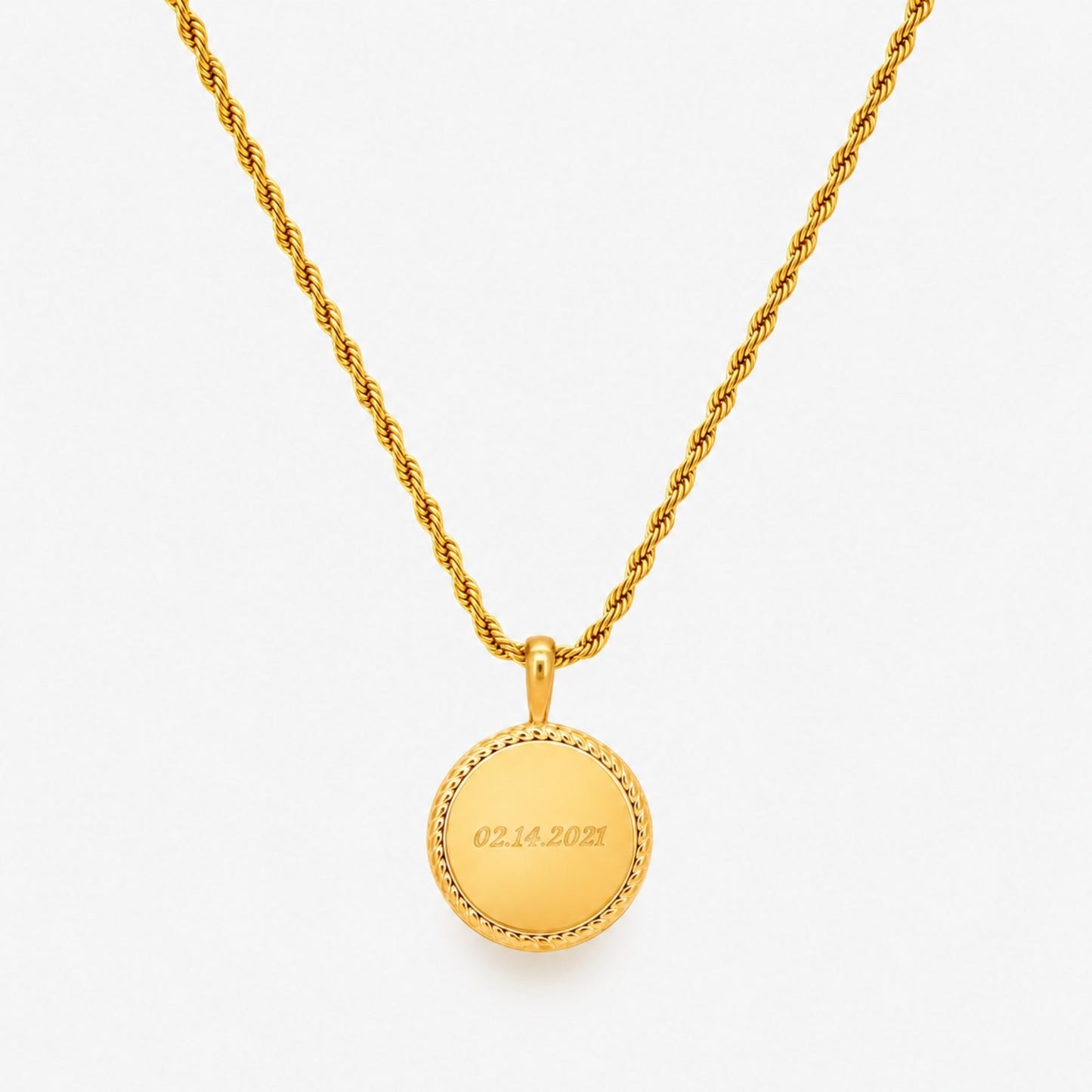 Damen Halskette Gold mit Gravur Anhänger personalisierbar Edelstahl wasserfest Vintage Design