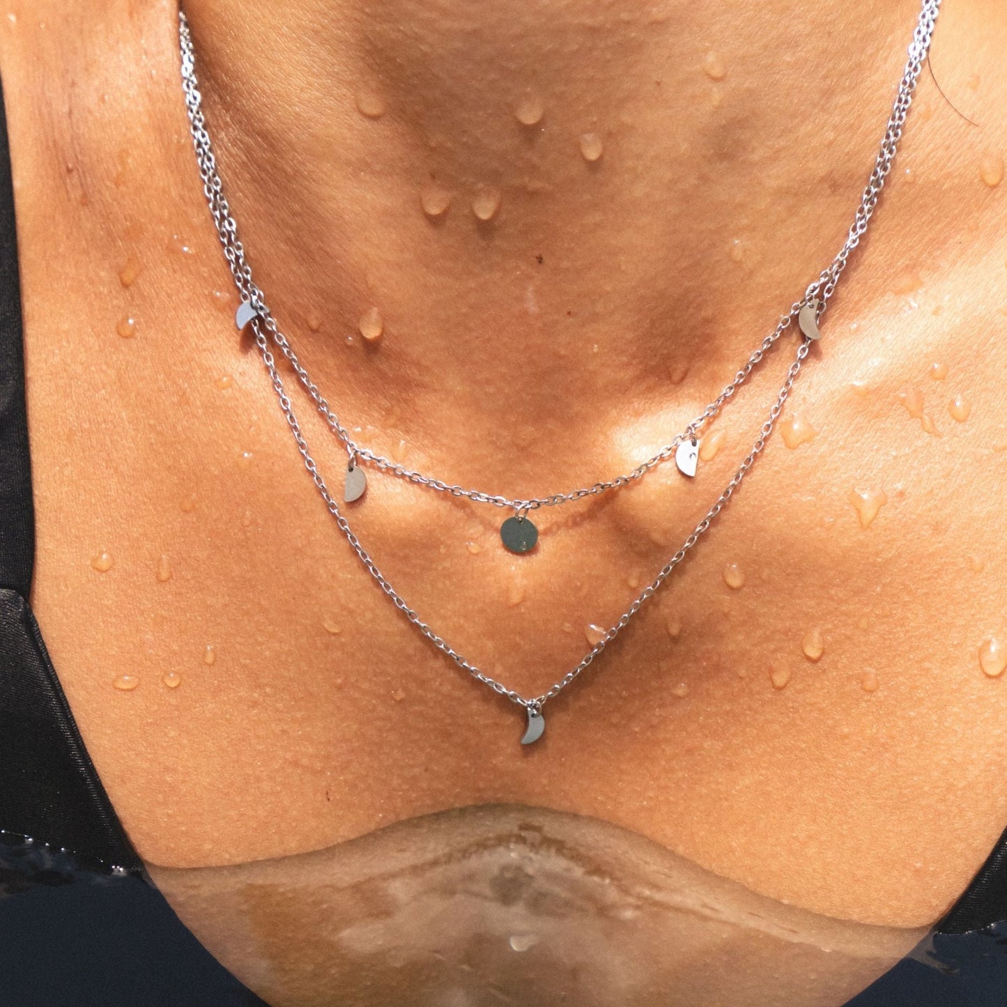 Damen Layering Halskette Gold Mehrreihig Boho Edelstahl 18K PVD Verstellbarer Halsschmuck